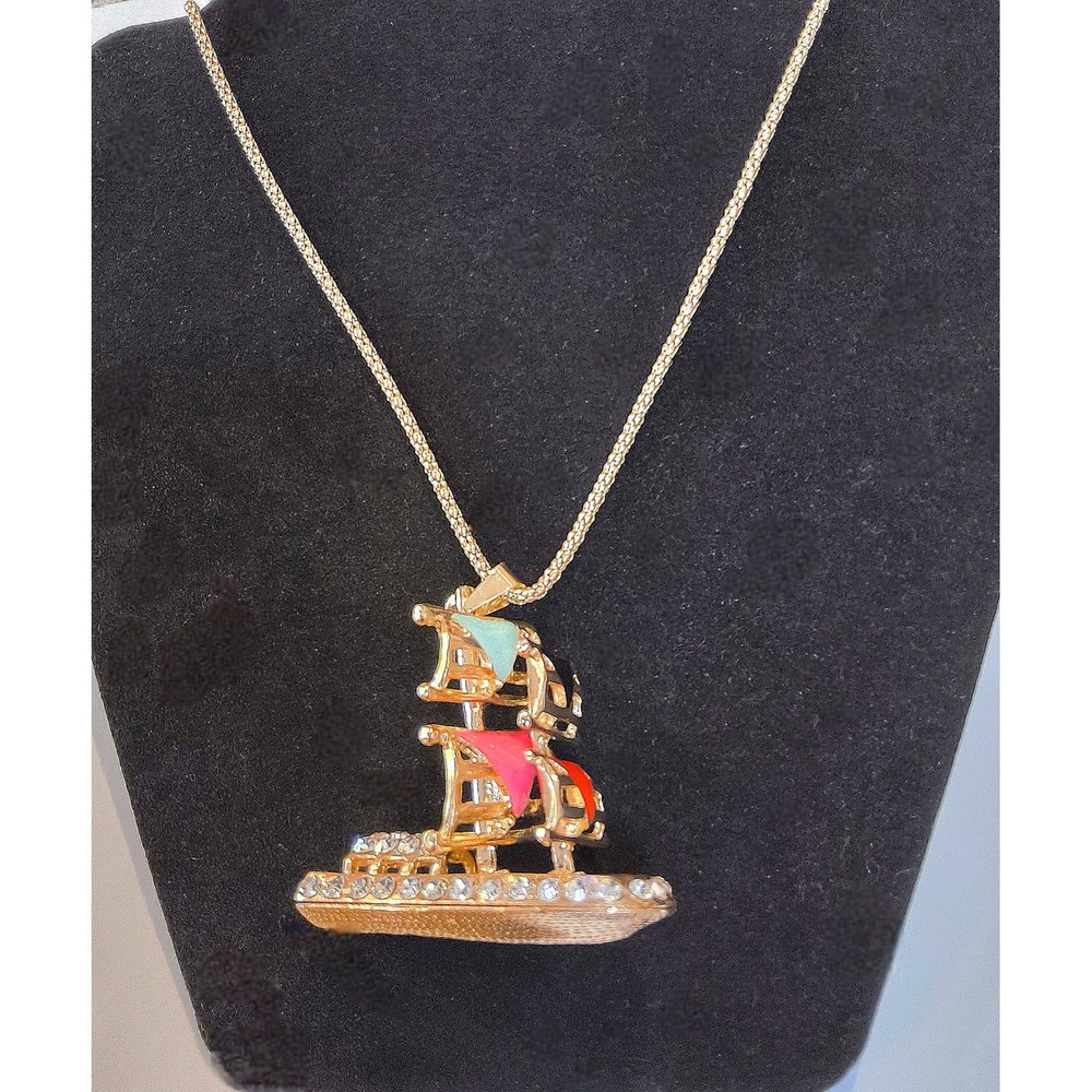 NWT Betsey Johnson 3D Jeweled Ship Necklace
